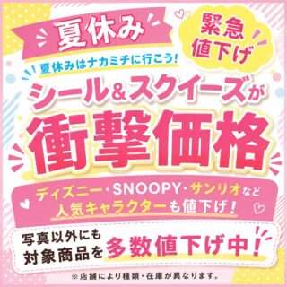 ナカミチでシールとスクイーズが緊急値下げ中だよ